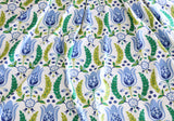 Tulip Fabric by the yard / Blue Home Decor Fabric / Dutch Tulip Fabric / Vintage Floral Fabric / Wide Blue Green Fabric - Annabel Bleu