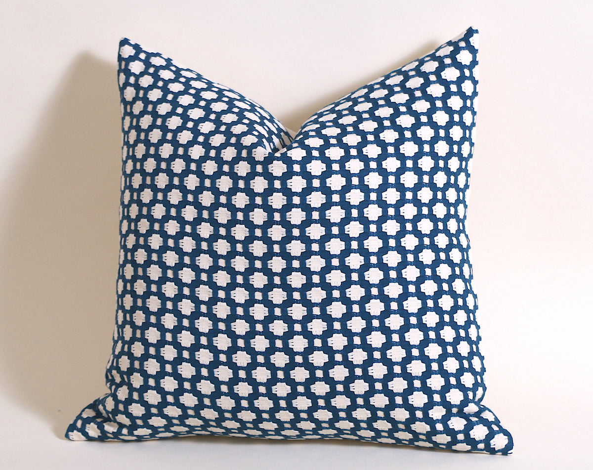 Betwixt Pillow Blue and Cream Pillow Cover / Schumacher Pillow Case