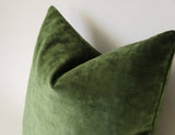 Dark Green Lumbar Pillow / Green Velvet Zipper Pillow Cover / Solid Green Velvet / Dark Green Pillow / Green Lumbar Pillow Cover - Annabel Bleu