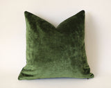 Dark Green Lumbar Pillow / Green Velvet Zipper Pillow Cover / Solid Green Velvet / Dark Green Pillow / Green Lumbar Pillow Cover - Annabel Bleu