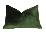 Dark Green Lumbar Pillow / Green Velvet Zipper Pillow Cover / Solid Green Velvet / Dark Green Pillow / Green Lumbar Pillow Cover - Annabel Bleu