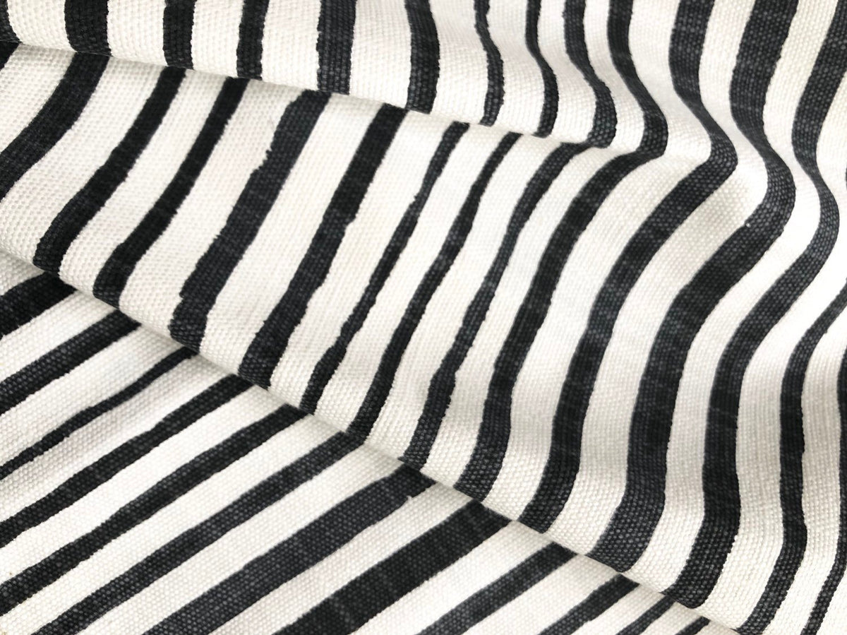 Upholstery Fabric by the yard / Black Striped Home Decor Fabric / Cotton  Upholstery Fabric / Medium weight fabric / Mudcloth Fabric