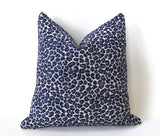 Indigo Chenille Leopard Pillow Cover : Available in 10 Sizes - Annabel Bleu