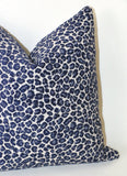 Indigo Chenille Leopard Pillow Cover : Available in 10 Sizes - Annabel Bleu