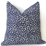 Indigo Chenille Leopard Pillow Cover : Available in 10 Sizes - Annabel Bleu