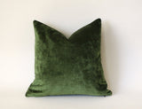 Dark Green Lumbar Pillow / Green Velvet Zipper Pillow Cover / Solid Green Velvet / Dark Green Pillow / Green Lumbar Pillow Cover - Annabel Bleu