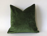 Dark Green Lumbar Pillow / Green Velvet Zipper Pillow Cover / Solid Green Velvet / Dark Green Pillow / Green Lumbar Pillow Cover - Annabel Bleu