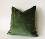 Dark Green Lumbar Pillow / Green Velvet Zipper Pillow Cover / Solid Green Velvet / Dark Green Pillow / Green Lumbar Pillow Cover - Annabel Bleu
