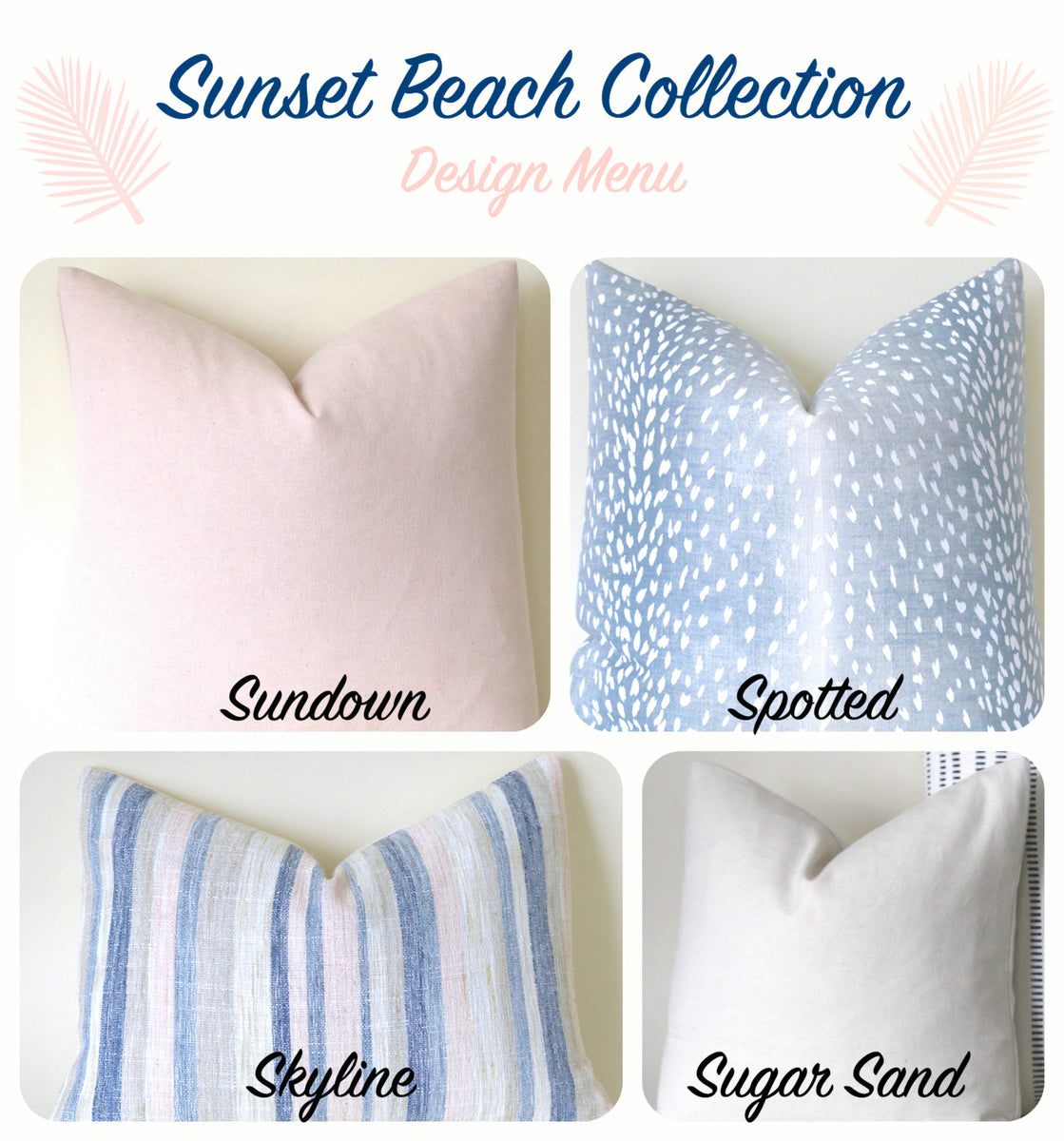 Sunset Beach Collection: Coordinated Pillow Covers in Blush, Cream