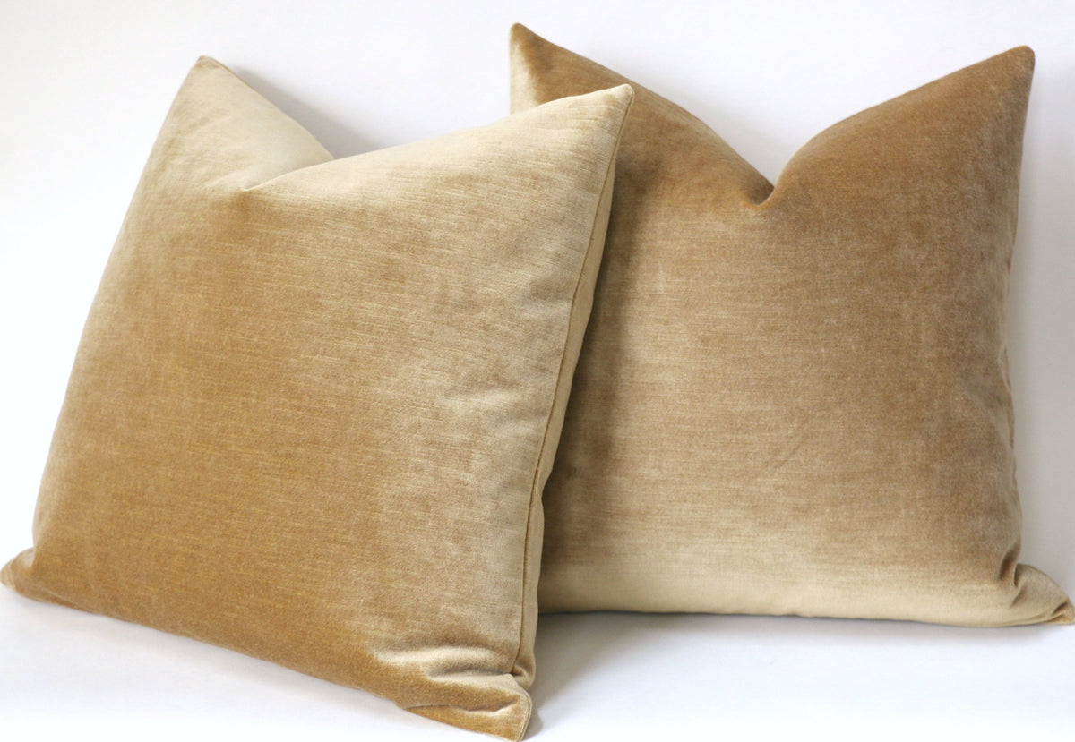 Antique Gold Pillow Cover / Gold Pillow Cover / Vintage Velvet Pillow /  Solid Mustard Gold Cushion Cover