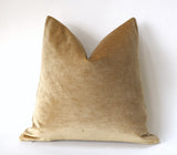 Antique Gold Pillow Cover / Gold Pillow Cover / Vintage Velvet Pillow / Solid Mustard Gold Cushion Cover - Annabel Bleu