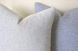 Farmhouse Pillow Cover 20x20 / Ticking Stripe 20x20 / Solid Blue 20x20 / Chambray Blue Pillow / Solid pillow 20x20 / Light Blue 20x20 - Annabel Bleu