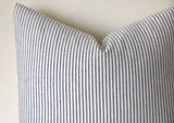 Farmhouse Pillow Cover 22x22 / Ticking Stripe 22x22 / Solid Blue 22x22 / Light Blue 22x22 / 22x22 Navy Pillow Case/ 22x22 stripe pillowcase - Annabel Bleu