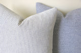 Farmhouse Pillow Cover 22x22 / Ticking Stripe 22x22 / Solid Blue 22x22 / Light Blue 22x22 / 22x22 Navy Pillow Case/ 22x22 stripe pillowcase - Annabel Bleu