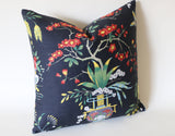 Ming Vase Pillow Cover / 20x20 Schumacher Ming Vase Pillow / 24x24 Black Pillow / 14x36 Schumacher Cushion cover / Chinoiserie Pillow Cover - Annabel Bleu