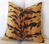Tigre Velvet Cushion Cover / Velvet Cheetah Pillow / Animal Print ZIPPER Pillow Cover / Jamil Natural / Hollywood Regency Pillow Cover - Annabel Bleu