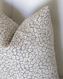 Grey Chenille Leopard Pillow / Indigo Animal Print Cushion / 20x20 Cheetah Pillow or Other Sizes / Velvet Leopard Pillow Cover - Annabel Bleu