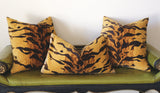 Tigre Velvet Cushion Cover / Velvet Cheetah Pillow / Animal Print ZIPPER Pillow Cover / Jamil Natural / Hollywood Regency Pillow Cover - Annabel Bleu
