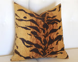 Tigre Velvet Cushion Cover / Velvet Cheetah Pillow / Animal Print ZIPPER Pillow Cover / Jamil Natural / Hollywood Regency Pillow Cover - Annabel Bleu