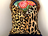 Leopard Velvet Cushion Cover / Velvet Cheetah Pillow / Self Piped Pillow Cover option / Jamil Natural / Hollywood Regency Pillow - Annabel Bleu