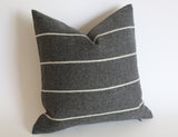 Light Grey Outdoor Pillow Cover / Stripe Outdoor Pillow cover / Gray Patio Pillow / Porch Pillow Cover / Outdoor 12x18 18x18 20x20 - Annabel Bleu