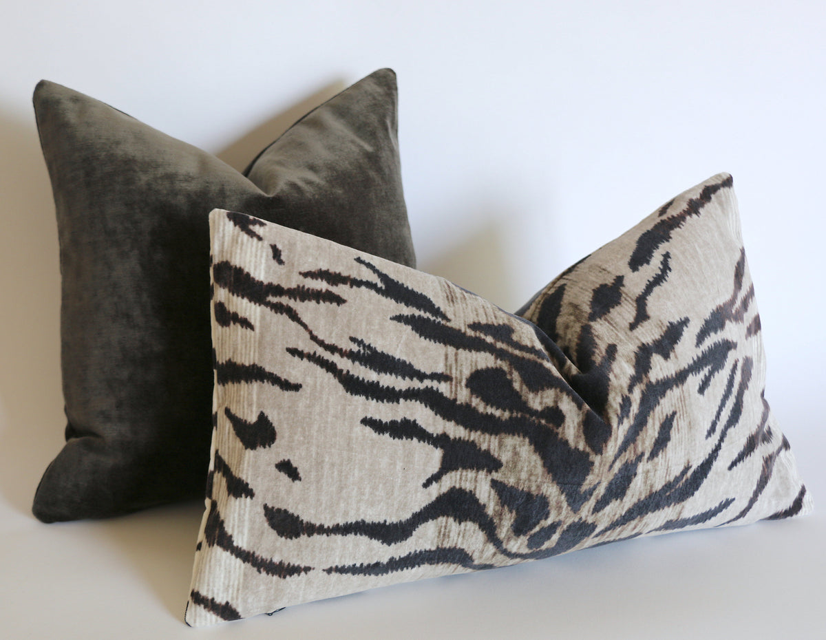 Luxe Dark Grey Velvet Pillow Cover Available in 10 Sizes Annabel Bleu