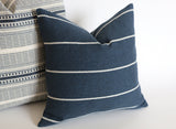 Light Grey Outdoor Pillow Cover / Stripe Outdoor Pillow cover / Gray Patio Pillow / Porch Pillow Cover / Outdoor 12x18 18x18 20x20 - Annabel Bleu