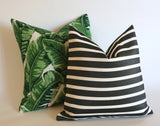 Sunbrella Collection: Outdoor Pillow Covers in Green and Black - Annabel Bleu