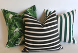 Black Striped Outdoor Pillow Cover / 18x18 Outdoor Large Black Cushion / 18x18 Genuine Sunbrella Pillow / Black Stripe Pillow cover 18x18 - Annabel Bleu