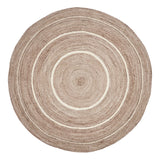 Round Natural and Cream Bordered Jute Woven Rug with Pad - Annabel Bleu