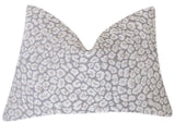 Grey Chenille Leopard Pillow / Indigo Animal Print Cushion / 20x20 Cheetah Pillow or Other Sizes / Velvet Leopard Pillow Cover - Annabel Bleu