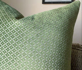 Dark Sage Green Diamond Velvet Pillow Cover - Annabel Bleu