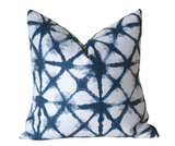 Indigo Collection: Blue Outdoor Pillow Covers / Navy Shibori Pillow cover / Blue Patio Pillow / Boho Pillow Cover / Outdoor 16x16 18x18 - Annabel Bleu
