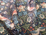 Strawberry Thief: Velvet William Morris Upholstery Fabric by the yard / Historic Velvet Home Fabric / High End Upholstery Velvet - Annabel Bleu