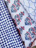 Indigo Block Printed Trellis Pillow Cover: Available in 10 Sizes - Annabel Bleu