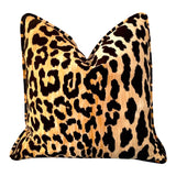 Leopard Velvet Cushion Cover / Velvet Cheetah Pillow / Self Piped Pillow Cover option / Jamil Natural / Hollywood Regency Pillow - Annabel Bleu