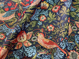 Navy Strawberry Thief: Velvet William Morris Upholstery Fabric by the yard / Historic Velvet Home Fabric / High End Upholstery Velvet - Annabel Bleu