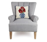 Preorder: Chinoiserie Amaryllis Wool Hooked Pillow - Annabel Bleu