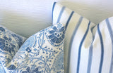 Block Printed Blue Floral Pillow Cover - Annabel Bleu