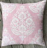 Antique Blue Damask Pillow Cover / Blue Beige Floral Cushion / Damask Pillow Cover / French Country Pillow Cover / Block Print Pillow Cover - Annabel Bleu