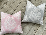 Antique Blue Damask Pillow Cover / Blue Beige Floral Cushion / Damask Pillow Cover / French Country Pillow Cover / Block Print Pillow Cover - Annabel Bleu