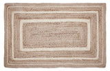 Natural and Cream Bordered Jute Woven Rug with Pad - Annabel Bleu