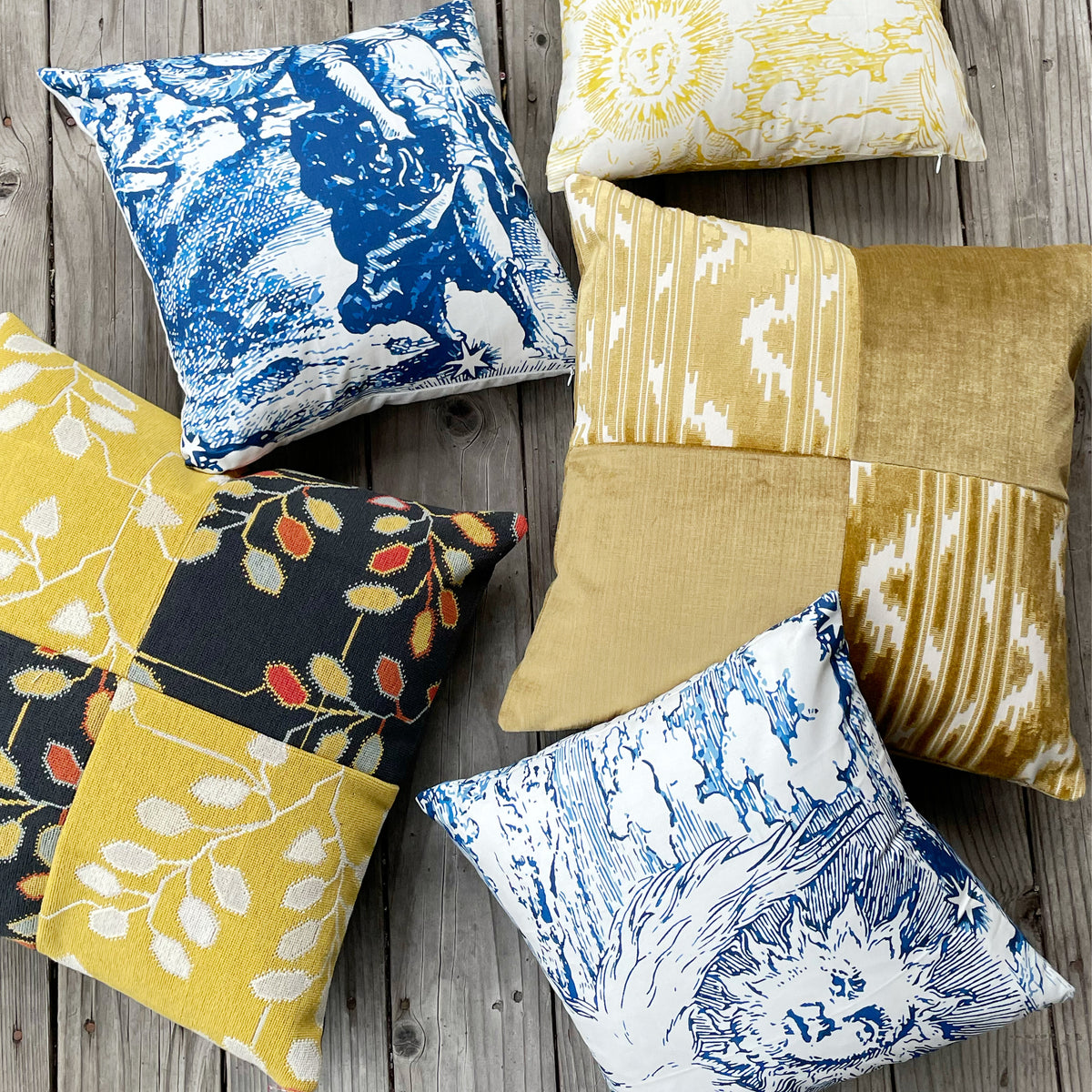 Schumacher Indigo Modern Toile Pillow Cover, image size:1200x1200