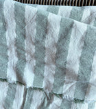 Moss Green & Cream Fabric by the yard / Home Decor Fabric / Ticking Upholstery Material / Green 1" Stripe Fabric / Light Upholstery Fabric - Annabel Bleu