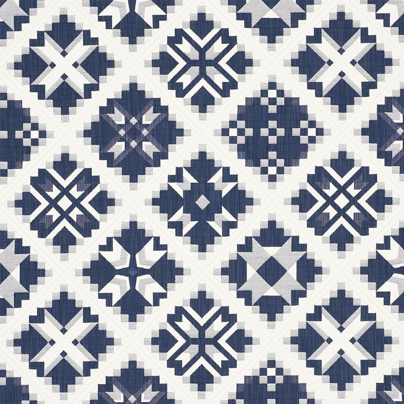 Indigo Schumacher Tristan Quilted Fabric by the Yard