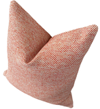 Papaya orange and red woven tropical pillow cover for outdoor use