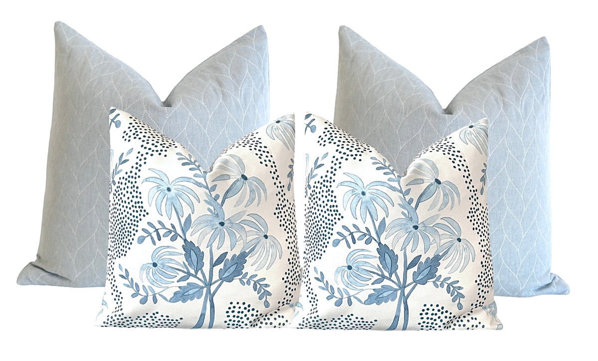 Light Blue Pearl's Bouquet Decorative Pillow Cover, Throw Pillow