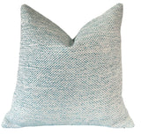 Lagoon Aqua Blue Woven Outdoor Pillow cover for porches patios pool pillows