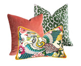 Chinoiserie Phoenix Pillow Cover / Chiang Mai style Pillow / Available in 8 Sizes - Annabel Bleu