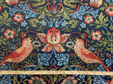 Navy Strawberry Thief: Velvet William Morris Upholstery Fabric by the yard / Historic Velvet Home Fabric / High End Upholstery Velvet - Annabel Bleu